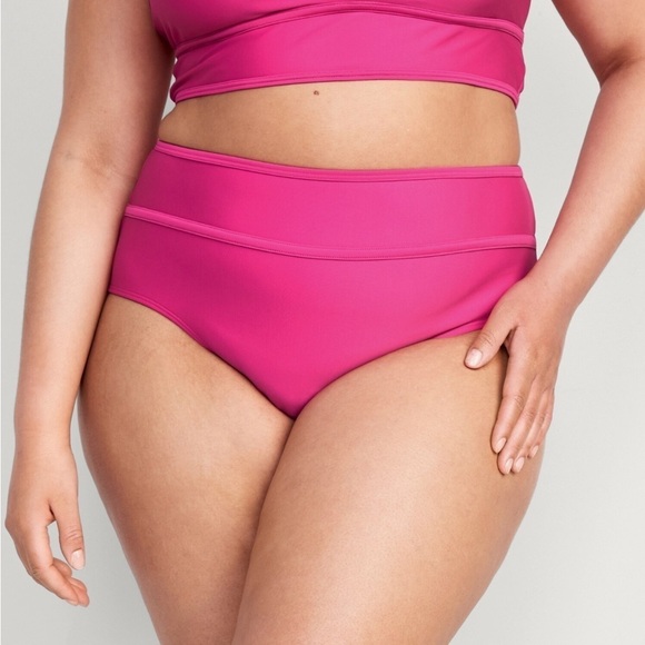 NWT! Flamingo Pink High Waisted Bikini Swim Bottom - Size Small 💎 - Picture 6 of 8